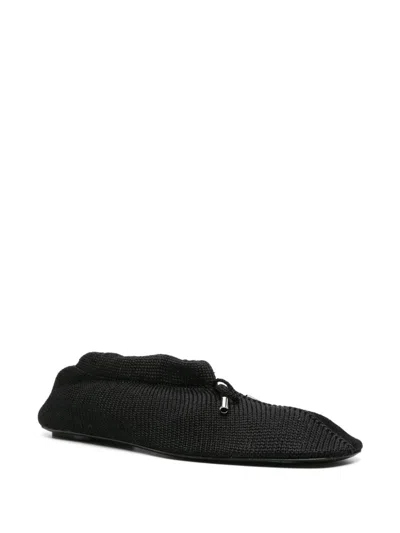 Totême The Gathered Satin Ballet Flats In Black