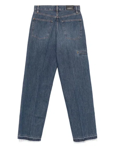 Helmut Lang Women's Frayed-hem Straight-leg Carpenter Jeans In Blue