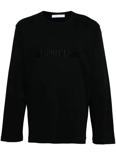 Helmut Lang Logo Crew Neck T-shirt Long Sleeves In Black