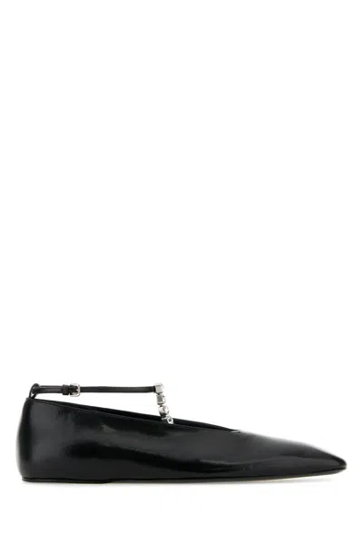 Jil Sander Crystal-embellished Ballet Flats Black In 001