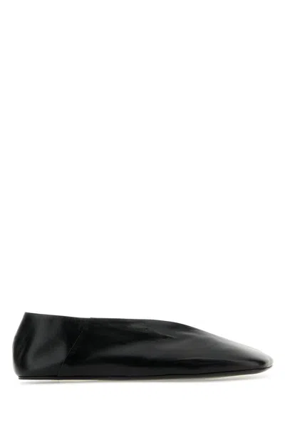 Jil Sander Woman Ballet Flats Black Size 10 Soft Leather In 001