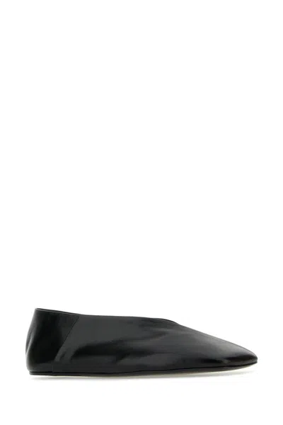 Jil Sander Woman Ballet Flats Black Size 10 Soft Leather In 001
