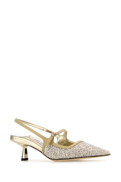 Jimmy Choo Didi 45 Glitter Slingback Pumps In Sand/sand