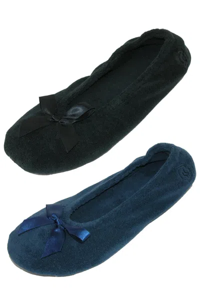 Isotoner Women's Terry Classic Ballerina Slippers (pack Of 2) In Multi