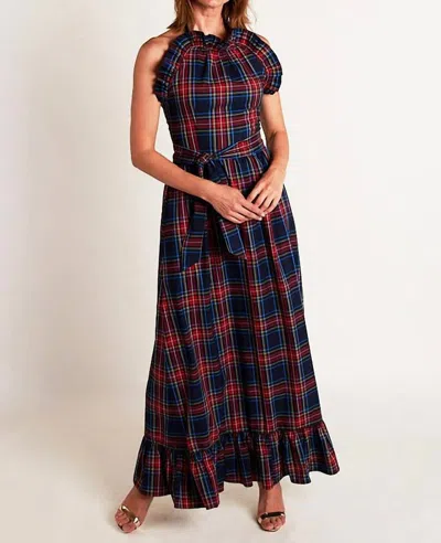 Ck Bradley Dove Maxi Dress In Navy Plaid In Red