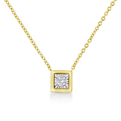 Haus Of Brilliance 10k Yellow Gold Plated .925 Sterling Silver 1/10 Cttw Miracle Set Round Diamond 18" Pendant Necklace In Multi