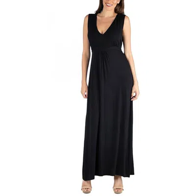 24seven Comfort Apparel Women's V-neck Sleeveless Maxi Dress With Belt In Multi