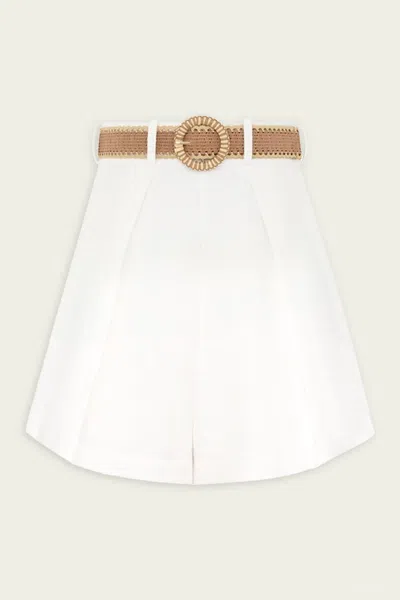 Zimmermann Acacia Belted Pleated Textured-cotton Shorts