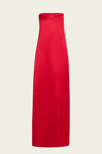 A.l.c Ani Strapless Satin Gown In Really Red