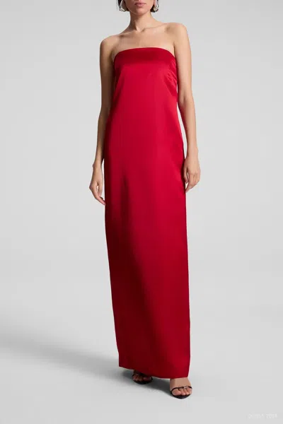 A.l.c Ani Strapless Satin Gown In Really Red