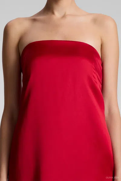 A.l.c Ani Strapless Satin Gown In Really Red
