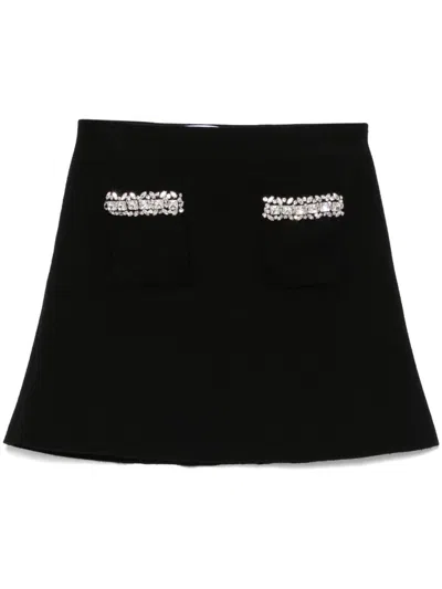 Self-portrait Self Portrait Skirt With Shimmering Crystals In Black