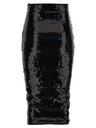 Alexandre Vauthier Black Mesh Midi Skirt In Black