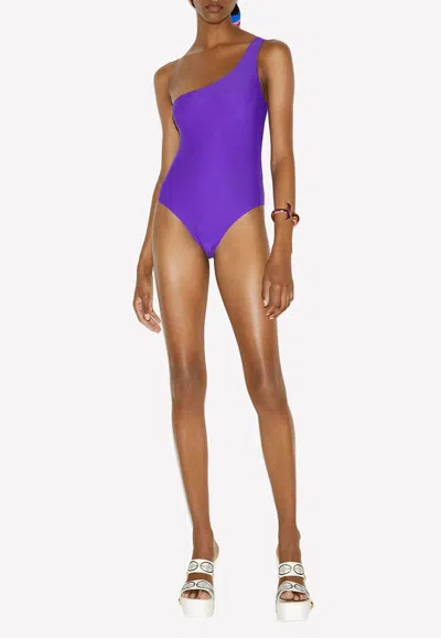 Pucci One-shoulder One-piece Swimsuit In Purple