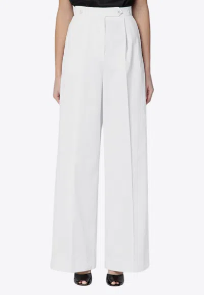 Givenchy Womens White Pleated Two-slip-pockets Wide-leg High-rise Cotton Trousers In White