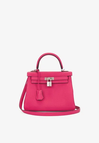 Hermes Kelly 25 In Rose Mexico Togo Leather With Palladium Hardware In Rose Mexico
