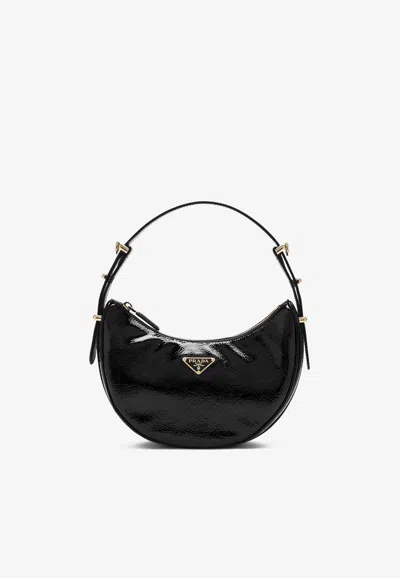 Prada Arqué Half Moon Shoulder Bag In Black