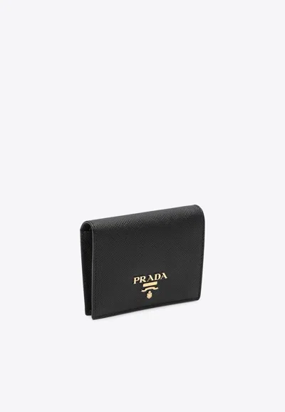 Prada Small Saffiano Leather Bi-fold Wallet In Black