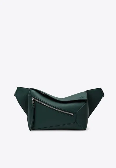 Loewe Small Puzzle Calf Leather Belt Bag In Green