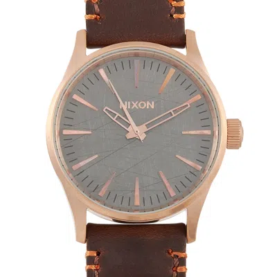 Nixon Sentry 38 Leather Stainless Steel Watch A377 2001 In Multi