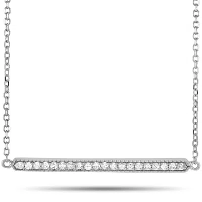 Lb Exclusive 14k White Gold 0.10 Ct Diamond Bar Necklace In White