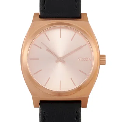 Nixon Time Teller Leather All Rose Gold 37 Mm Stainless Steel Ladies Watch A045 1932 In Multi