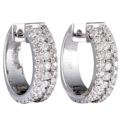 Lb Exclusive 14k White Gold 1.00 Ct Diamond Hoop Earrings In White