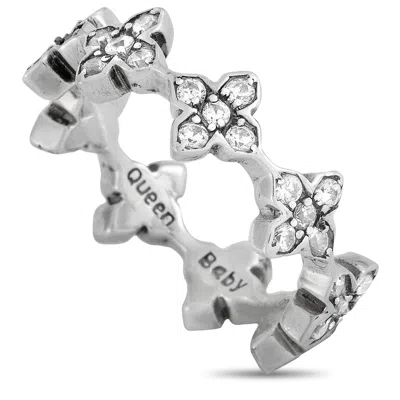 King Baby Silver And White Cubic Zirconia Mb Cross Ring In Multi