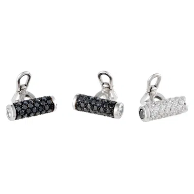 De Grisogono Accessoire 18k White Gold Full White And Black Diamonds Tuxedo Toggle Buttons Set In White