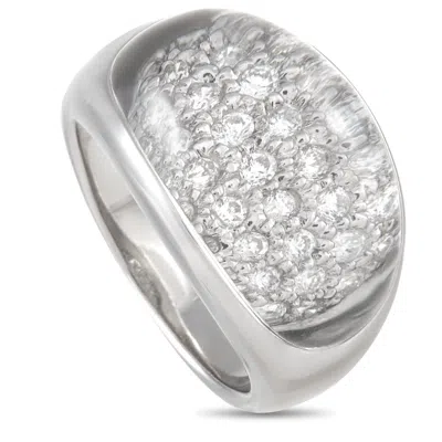 Lb Exclusive 18k White Gold 0.53 Ct Diamond And Rock Crystal Ring In White