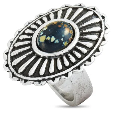 King Baby Large Starburst Concho Silver And Spotted Turquoise Ring In Multi