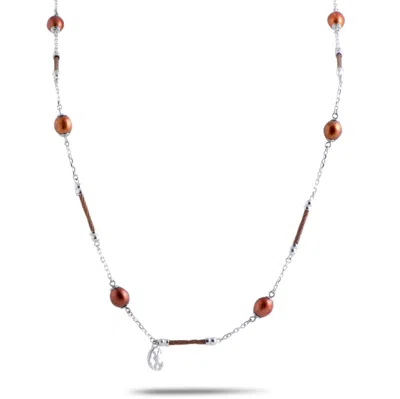 Charriol Pearl Stainless Steel Bronze Pvd Brown Pearls Long Necklace In Multi