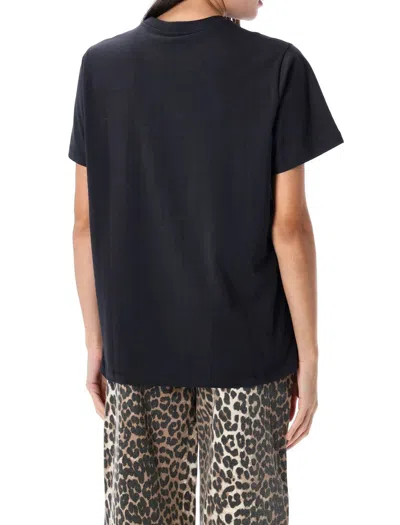 Ganni Basic Jersey Owls Relaxed T-shirt T-shirts Black In Black