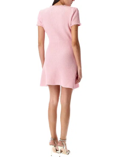 Self-portrait Mini Knitted Dress In Pink