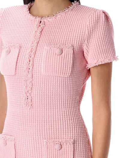 Self-portrait Mini Knitted Dress In Pink