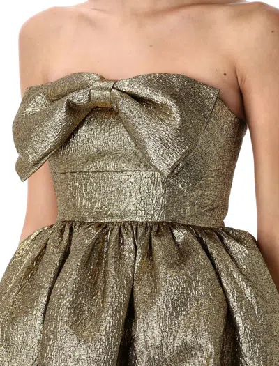 Self-portrait Metallic Fibre Fabric Mini Dress In Gold