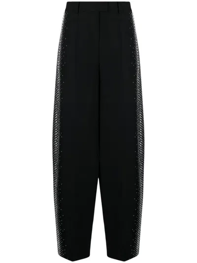 ATTICO THE ATTICO RHINESTONES DETAIL GABARDINE TROUSERS 