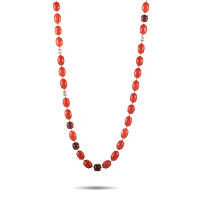Zydo 18k Rose Gold 0.56 Ct Diamond, Coral And Tourmaline Necklace In Gold