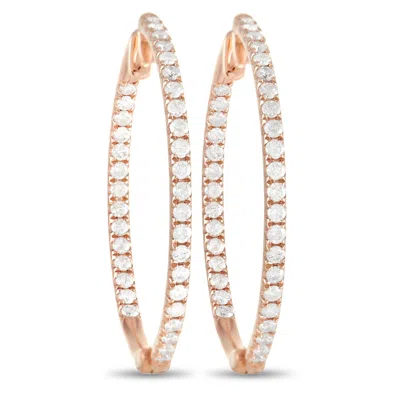 Lb Exclusive 14k Rose Gold 1.0ct Diamond Hoop Earrings In Gold