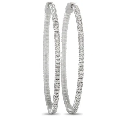 Lb Exclusive 14k White Gold 1.77ct Diamond Inside-hoop Earrings In White