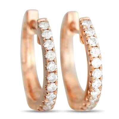 Lb Exclusive 14k Rose Gold 0.25ct Diamond Hoop Earrings In Gold