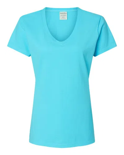 Comfortwash By Hanes Garment-dyed Women's V-neck T-shirt In Blue