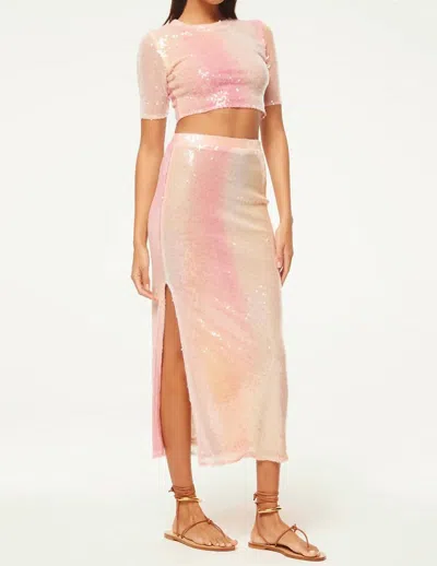 Misa Aisha Midi Skirt In Sequin Ombre Tin In Multi