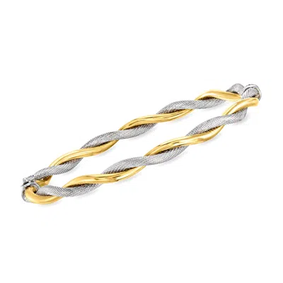 Ross-simons Italian 14kt 2-tone Gold Twisted Bangle Bracelet In Multi