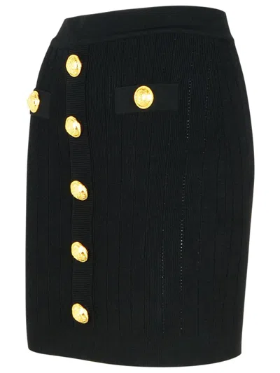 Balmain Women High Waist Buttoned Mini Skirt In Black