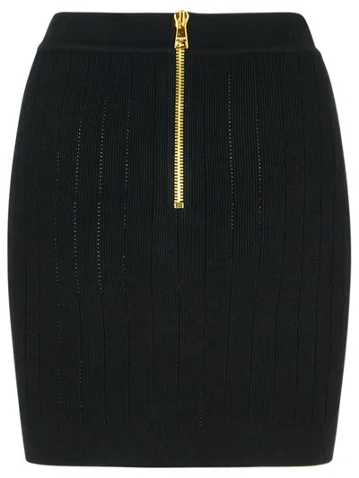 Balmain Women High Waist Buttoned Mini Skirt In Black