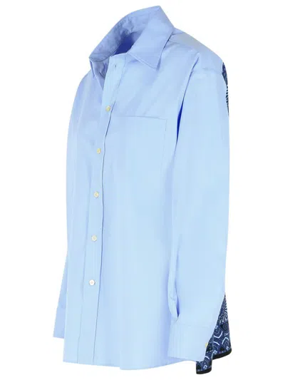 Etro Light Blue Shirt With Back Print In Blue