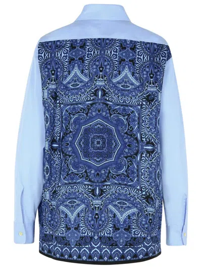 Etro Light Blue Shirt With Back Print In Blue
