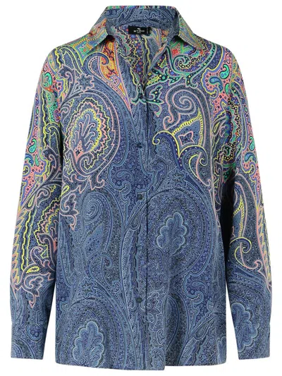 Etro Arnica Tunic Button Front Blouse In Green