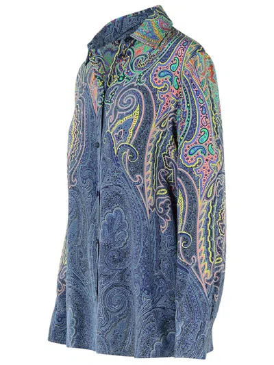 Etro Arnica Tunic Button Front Blouse In Green